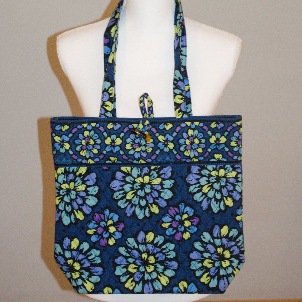 Vera Bradley Indigo Pop Blue Floral Tote Bag Purse